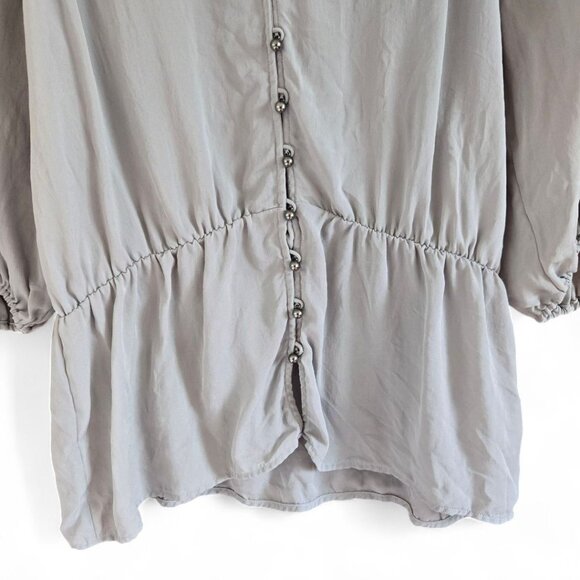 Banana Republic Womens 100% Silk Gray Pearl Button-Front Blouse Small - Picture 4 of 8